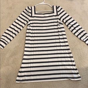 White and black striped dress